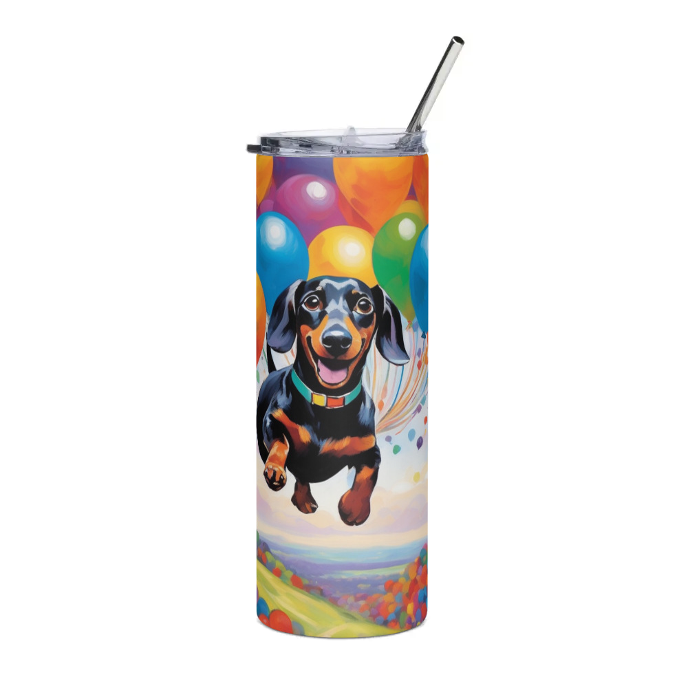PugMug Custom Black Dachshund Stainless Steel Tumbler