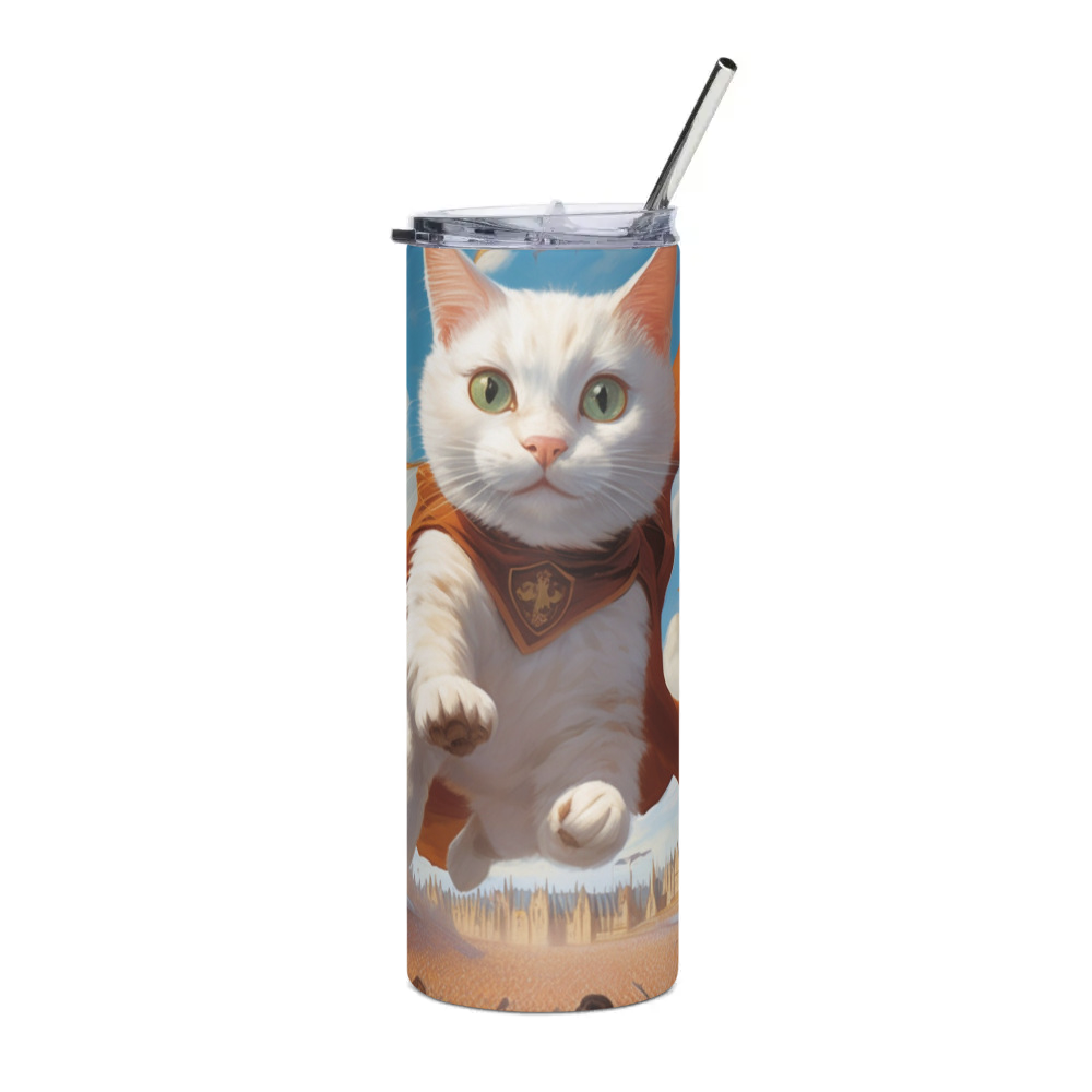 PugMug Custom White Companion Cat Stainless Steel Tumbler