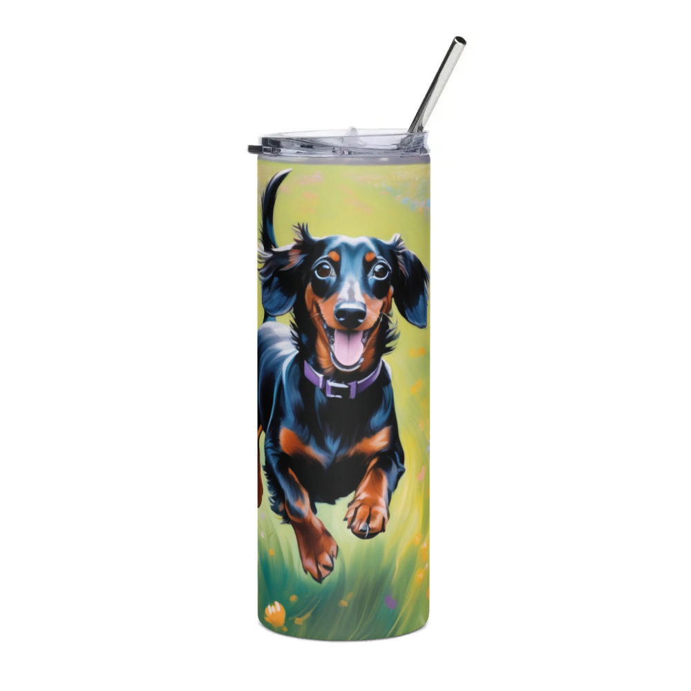 PugMug Custom Black Dachshund Stainless Steel Tumbler