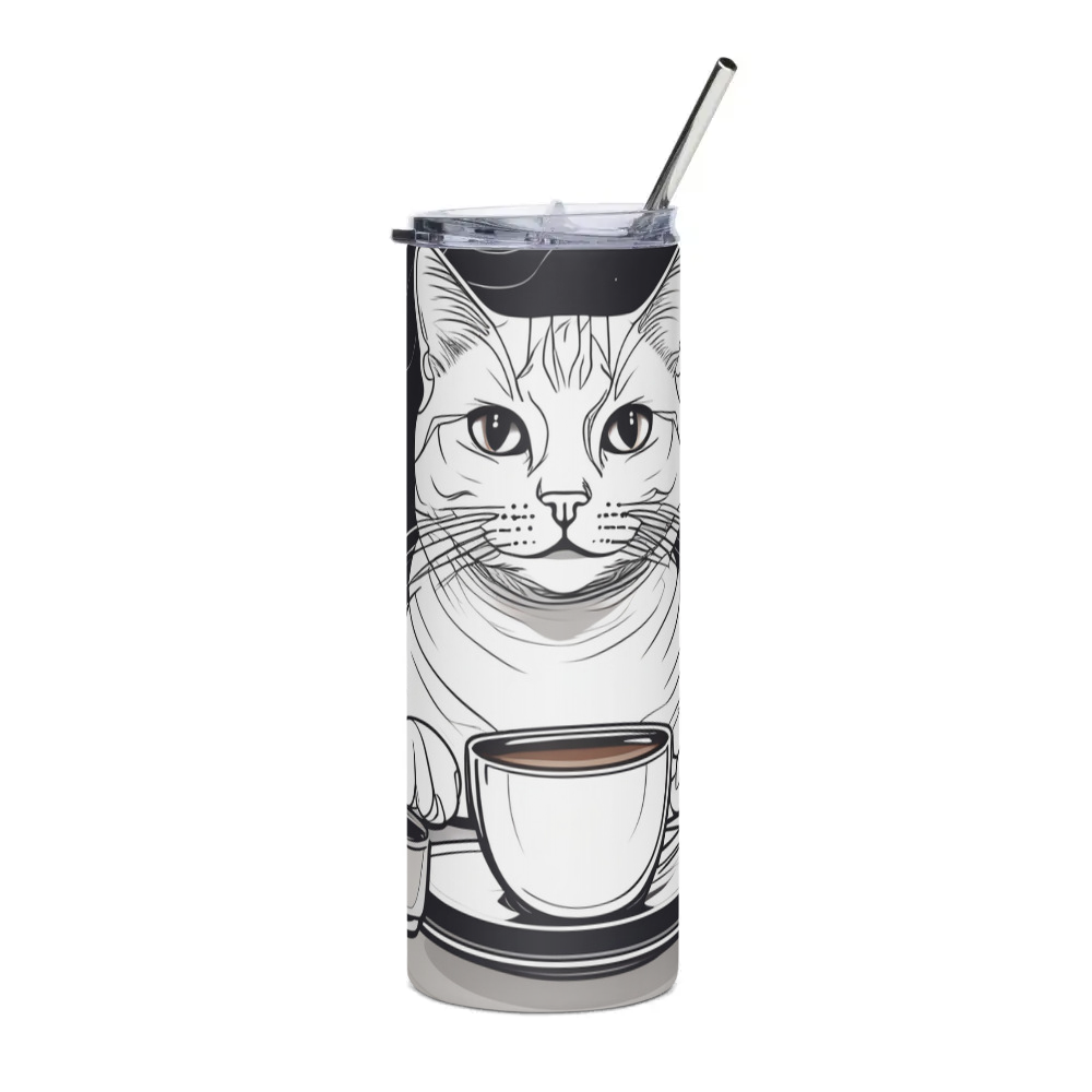 PugMug Custom White Companion Cat Stainless Steel Tumbler