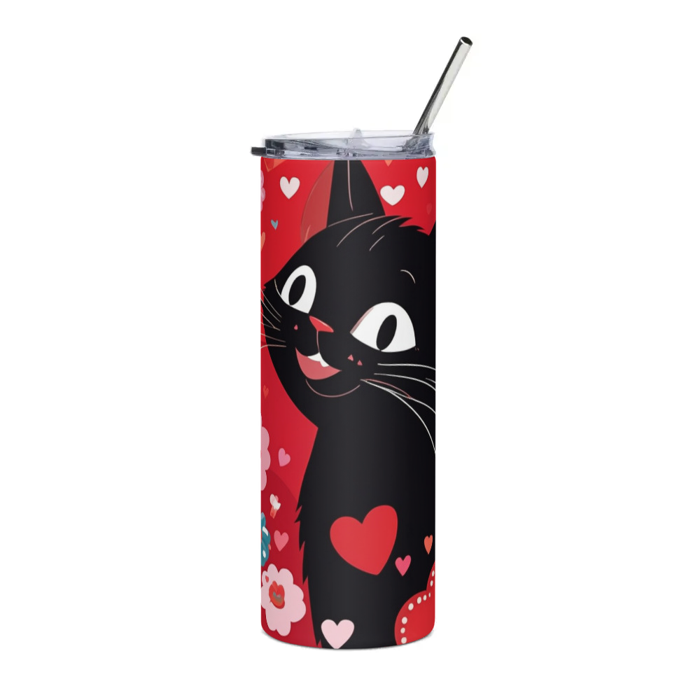 PugMug Custom Black Companion Cat Stainless Steel Tumbler
