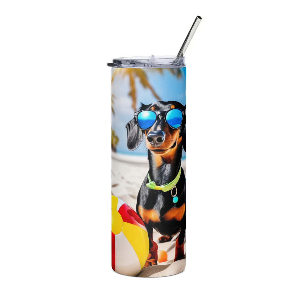 PugMug Custom Black Dachshund Stainless Steel Tumbler