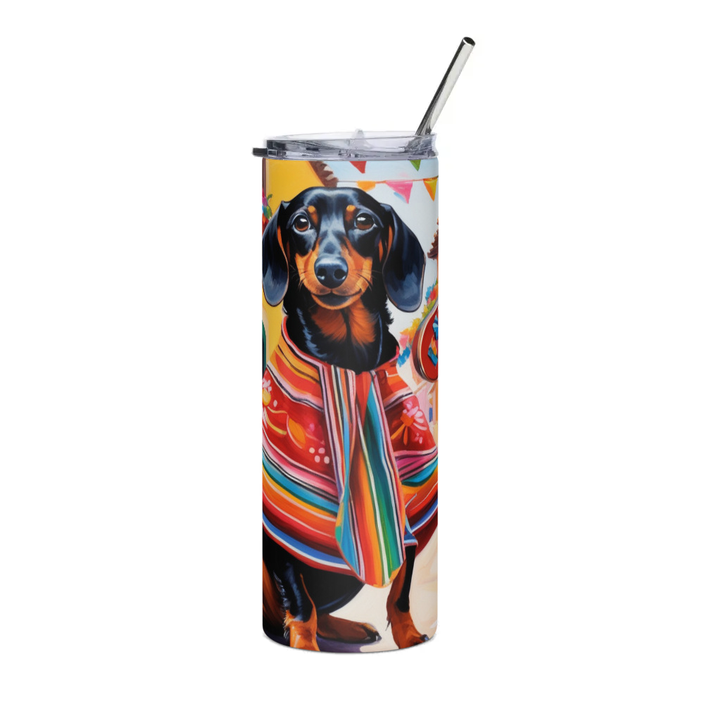 PugMug Custom Black Dachshund Stainless Steel Tumbler