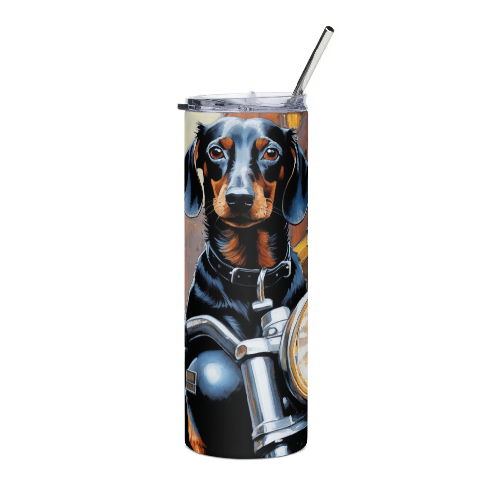 PugMug Custom Black Dachshund Stainless Steel Tumbler