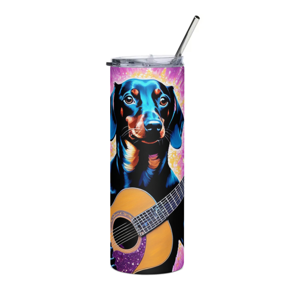 PugMug Custom Black Dachshund Stainless Steel Tumbler