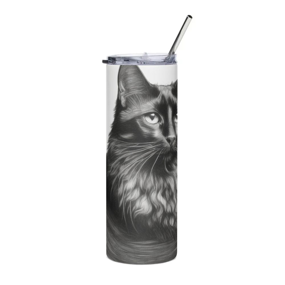 PugMug Custom Black Companion Cat Stainless Steel Tumbler