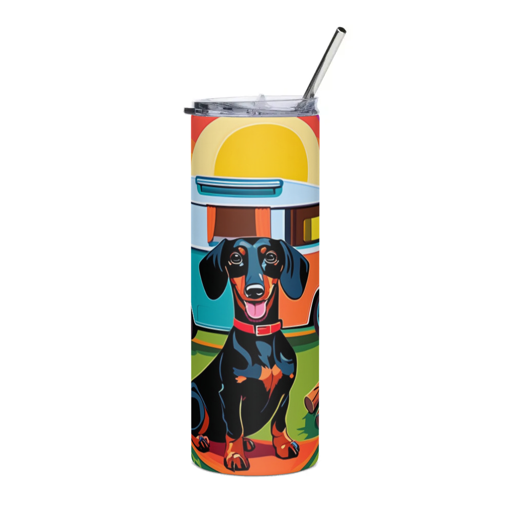 PugMug Custom Black Dachshund Stainless Steel Tumbler