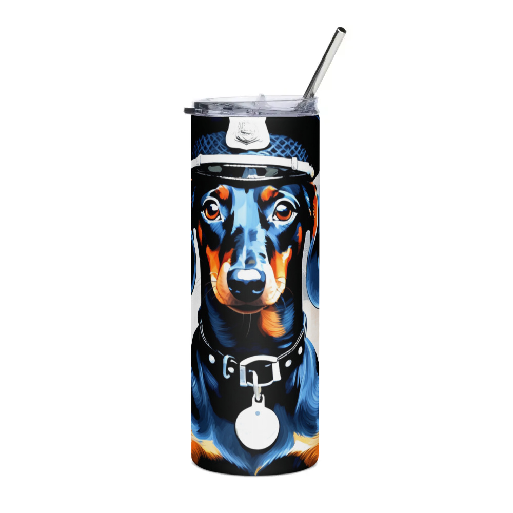 PugMug Custom Black Dachshund Stainless Steel Tumbler