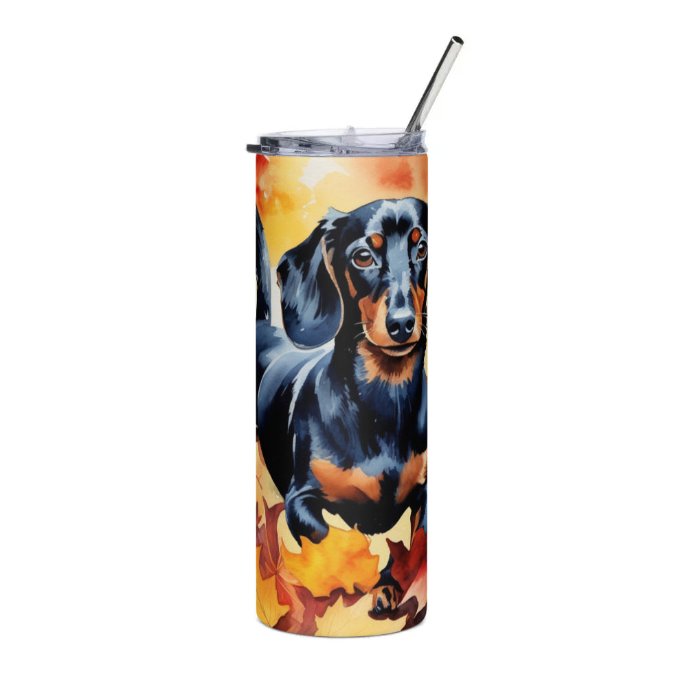 PugMug Custom Black Dachshund Stainless Steel Tumbler