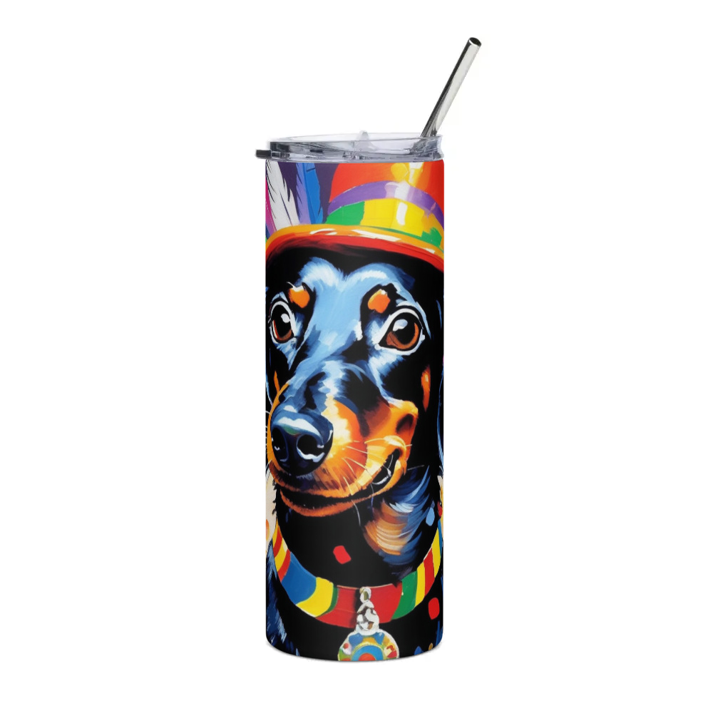 PugMug Custom Black Dachshund Stainless Steel Tumbler