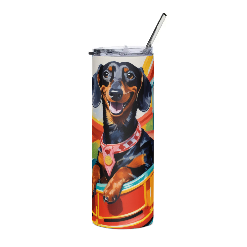 PugMug Custom Black Dachshund Stainless Steel Tumbler