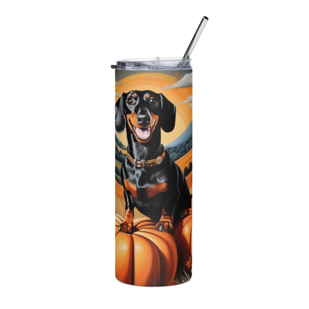 PugMug Custom Black Dachshund Stainless Steel Tumbler
