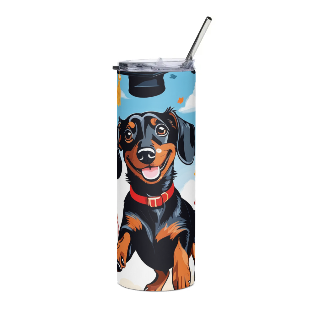 PugMug Custom Black Dachshund Stainless Steel Tumbler