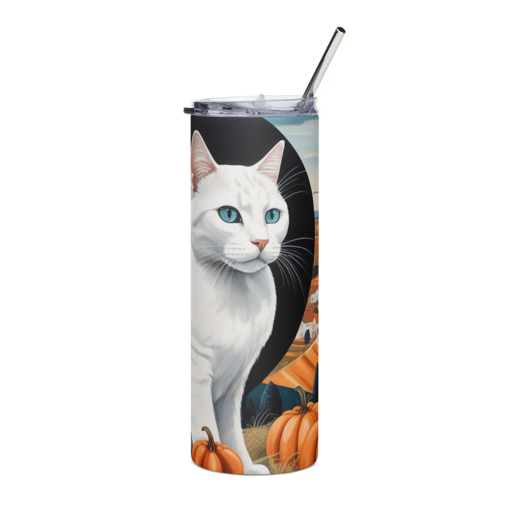 PugMug Custom White Companion Cat Stainless Steel Tumbler