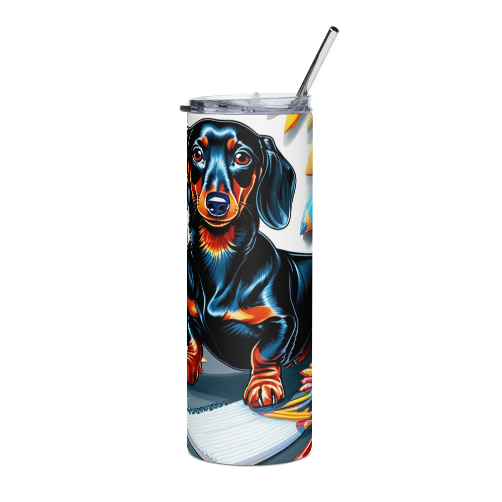 PugMug Custom Black Dachshund Stainless Steel Tumbler
