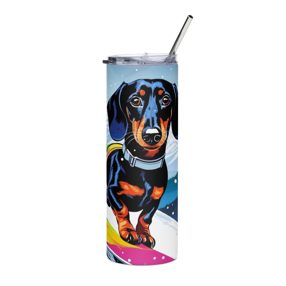 PugMug Custom Black Dachshund Stainless Steel Tumbler