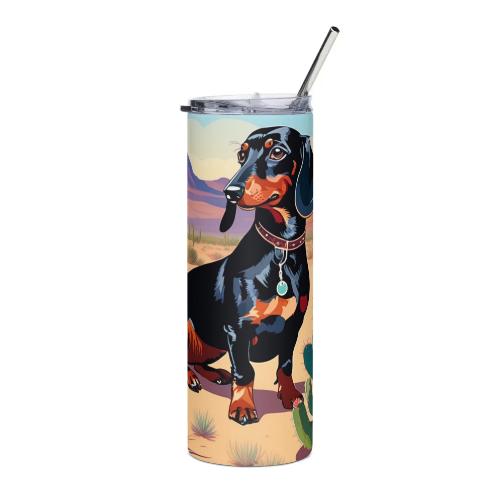PugMug Custom Black Dachshund Stainless Steel Tumbler