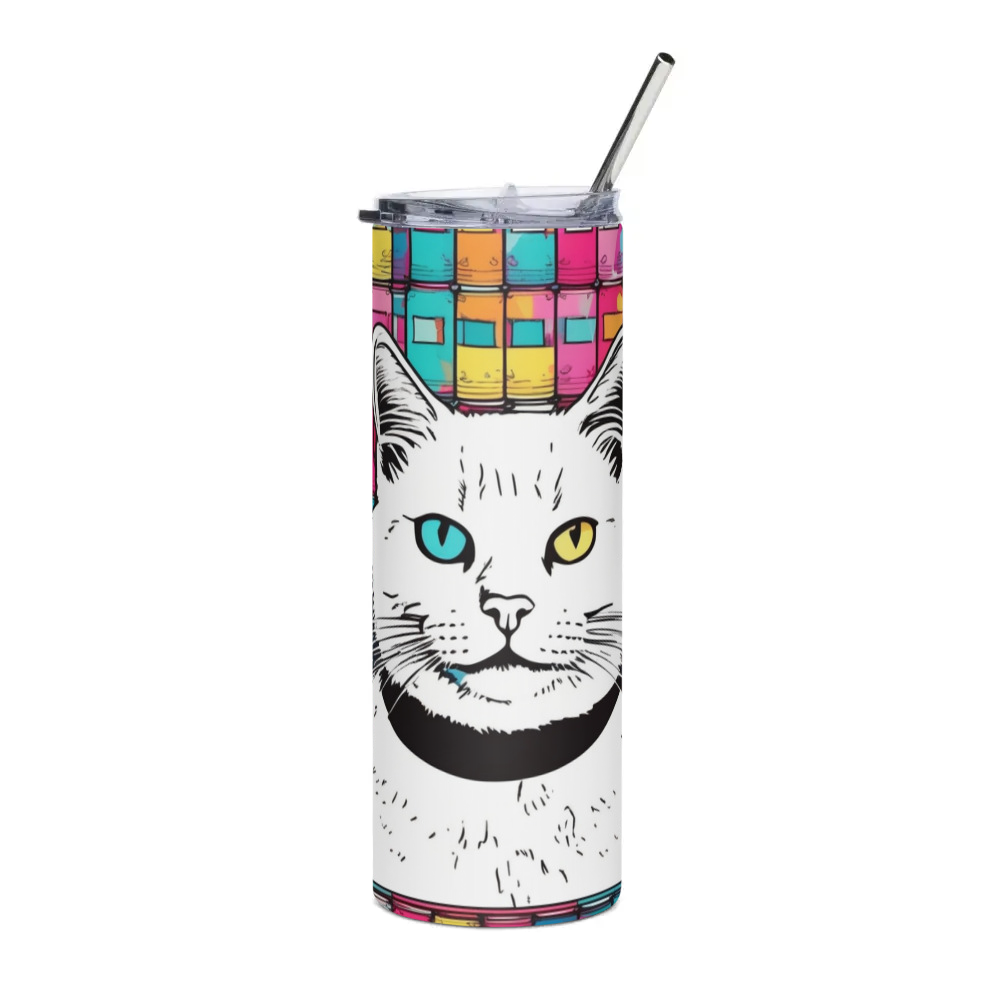 PugMug Custom White Companion Cat Stainless Steel Tumbler