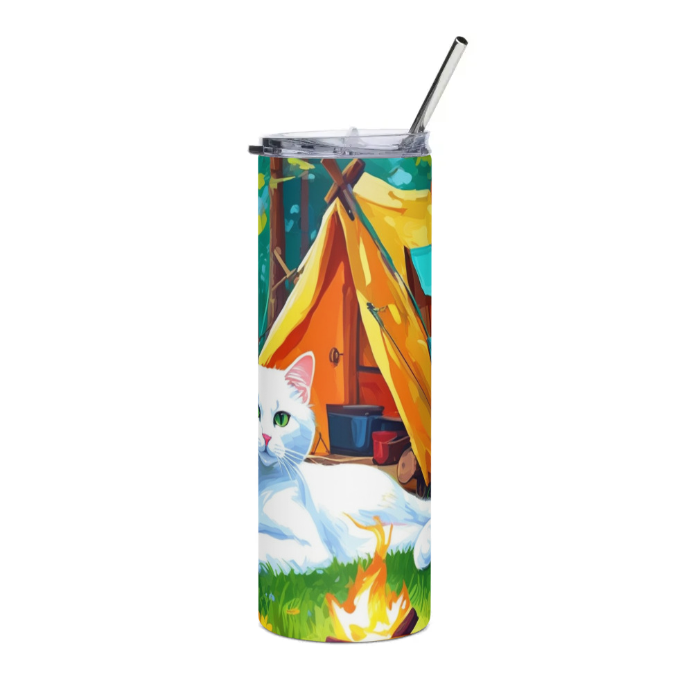 PugMug Custom White Companion Cat Stainless Steel Tumbler