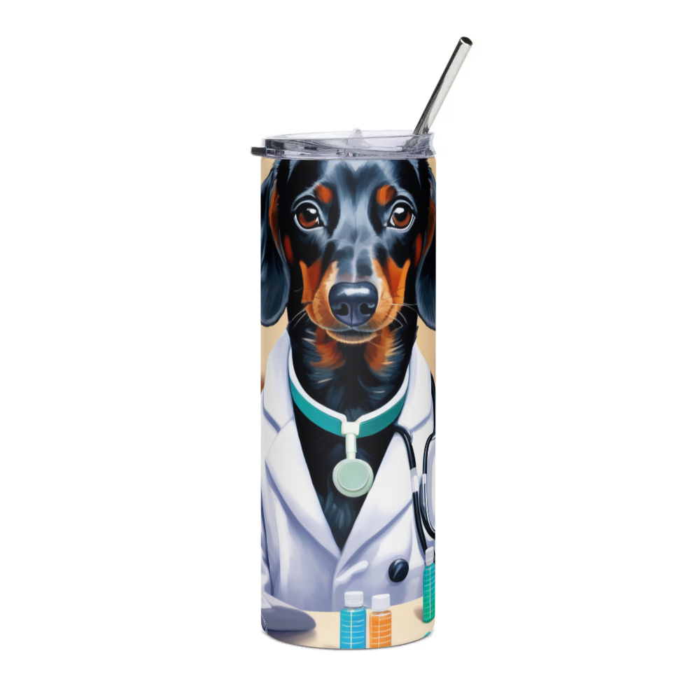 PugMug Custom Black Dachshund Stainless Steel Tumbler