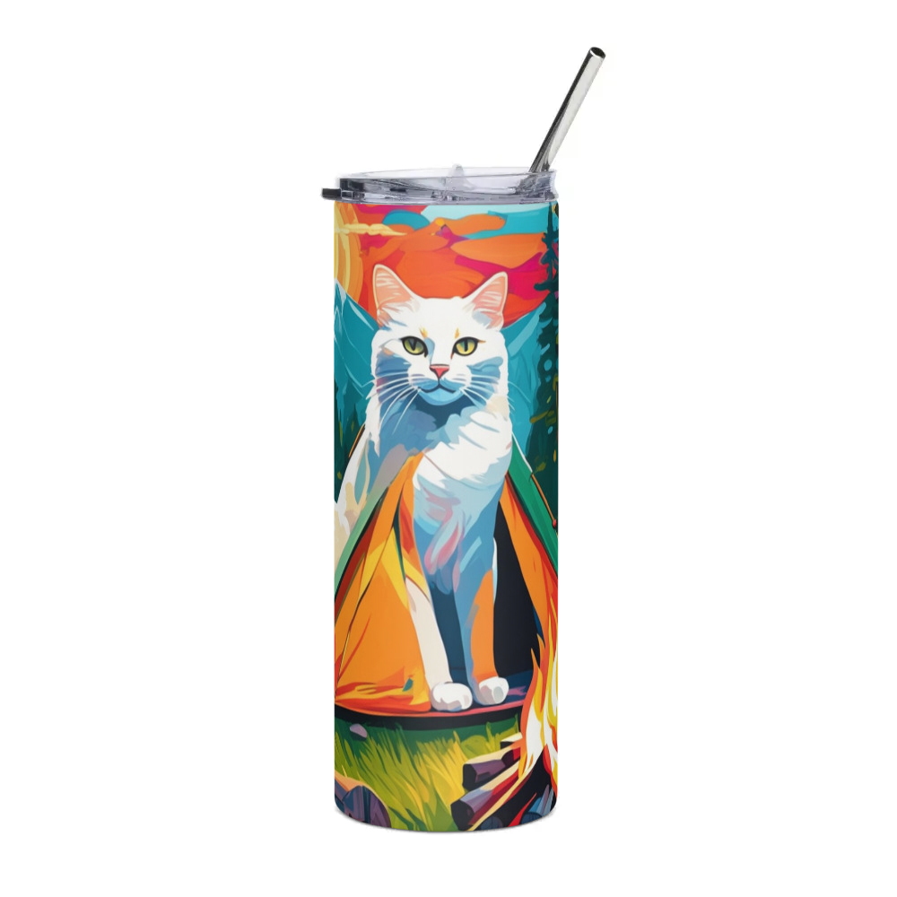 PugMug Custom White Companion Cat Stainless Steel Tumbler