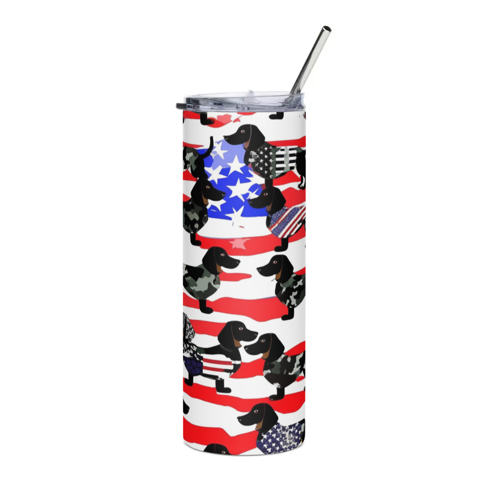 PugMug Custom Black Dachshund Stainless Steel Tumbler