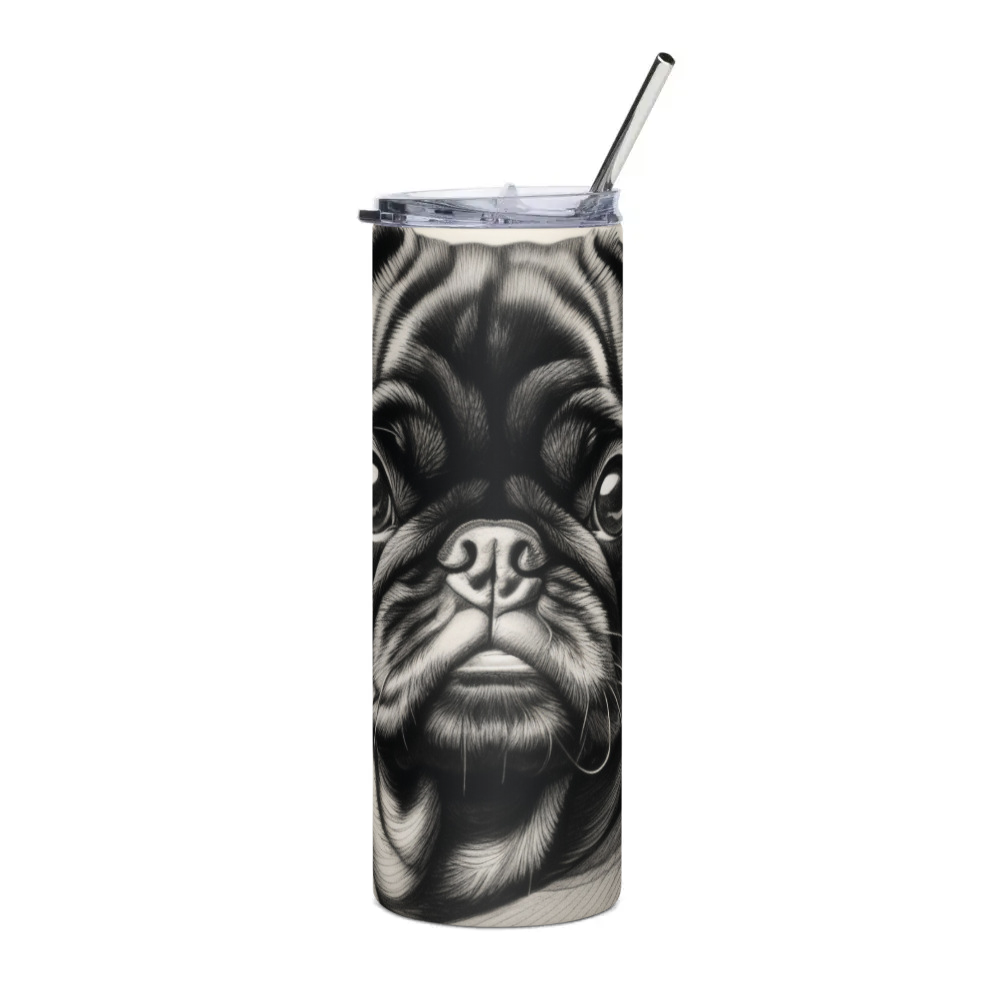 PugMug Custom Black Pug Stainless Steel Tumbler