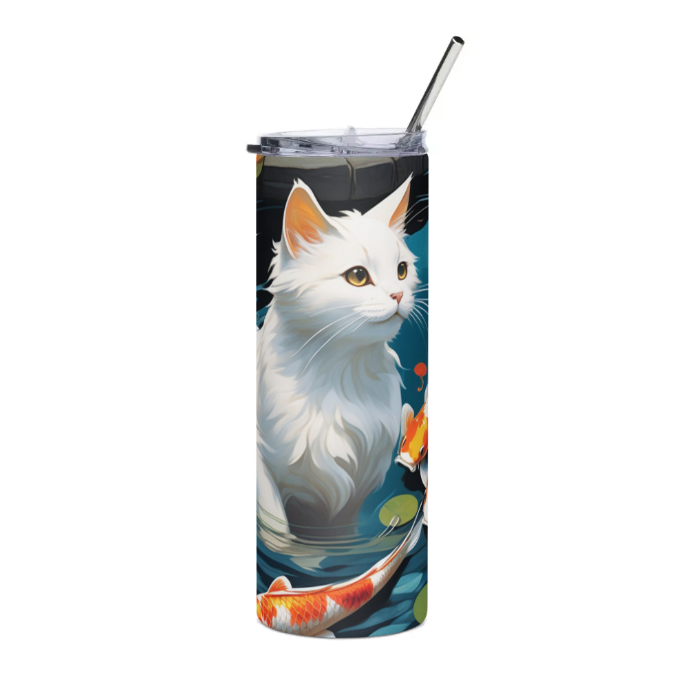 PugMug Custom White Companion Cat Stainless Steel Tumbler
