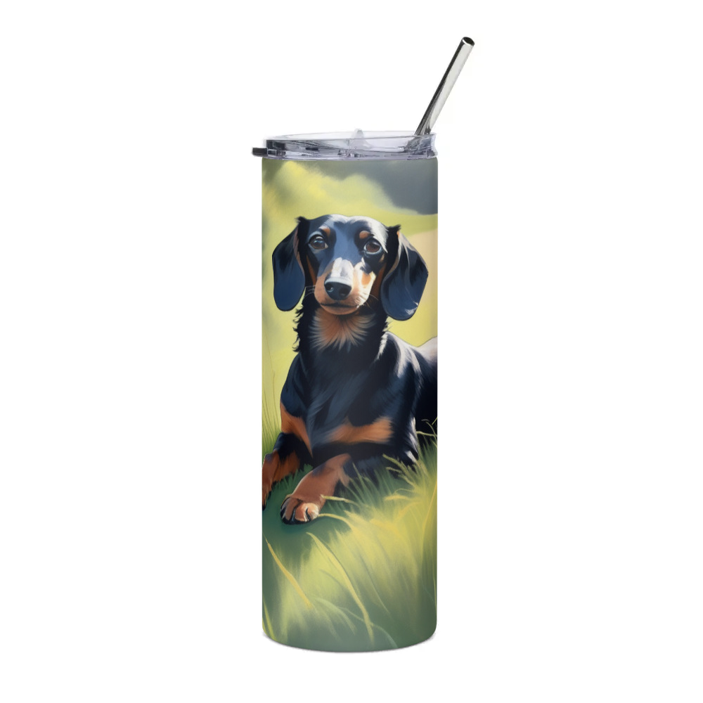 PugMug Custom Black Dachshund Stainless Steel Tumbler