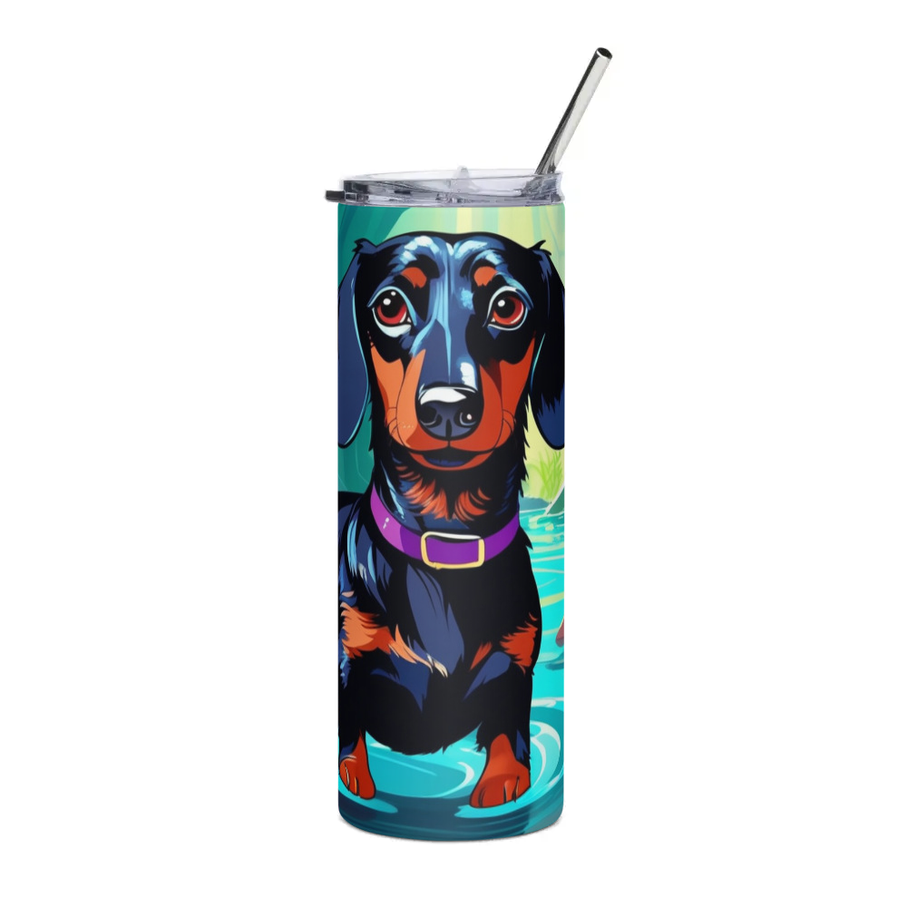 PugMug Custom Black Dachshund Stainless Steel Tumbler