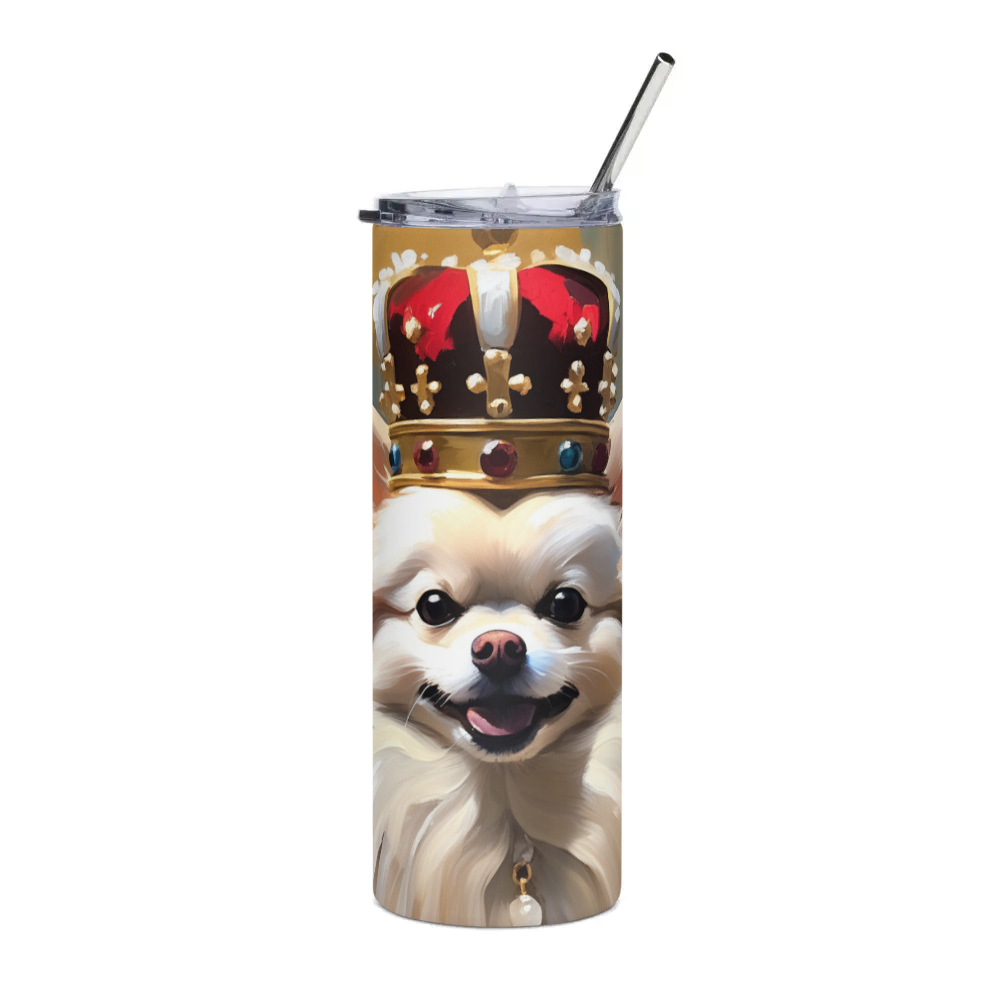 PugMug Custom White Pomeranian Stainless Steel Tumbler