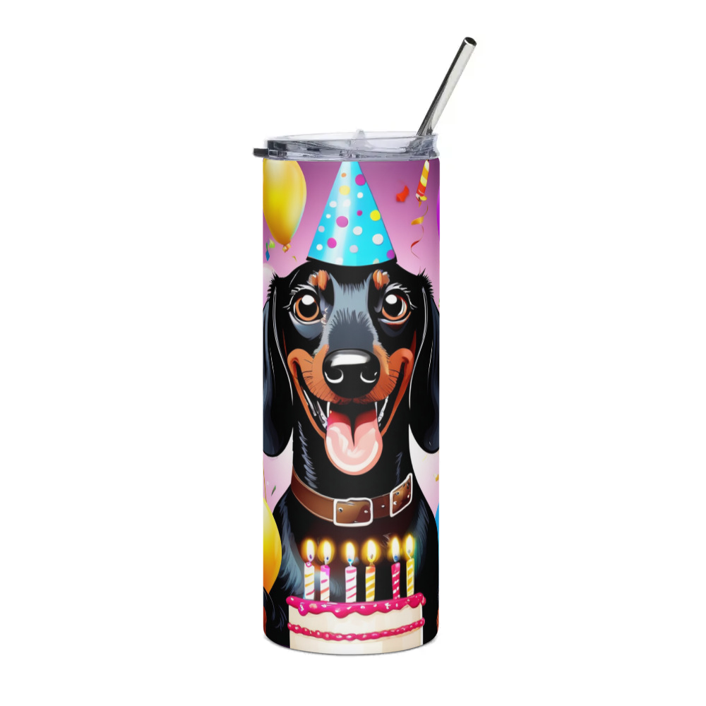 PugMug Custom Black Dachshund Stainless Steel Tumbler