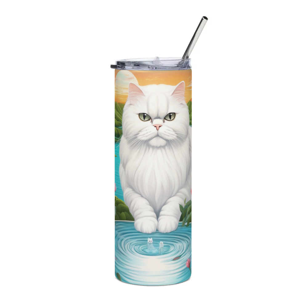 PugMug Custom White Persian Cat Stainless Steel Tumbler