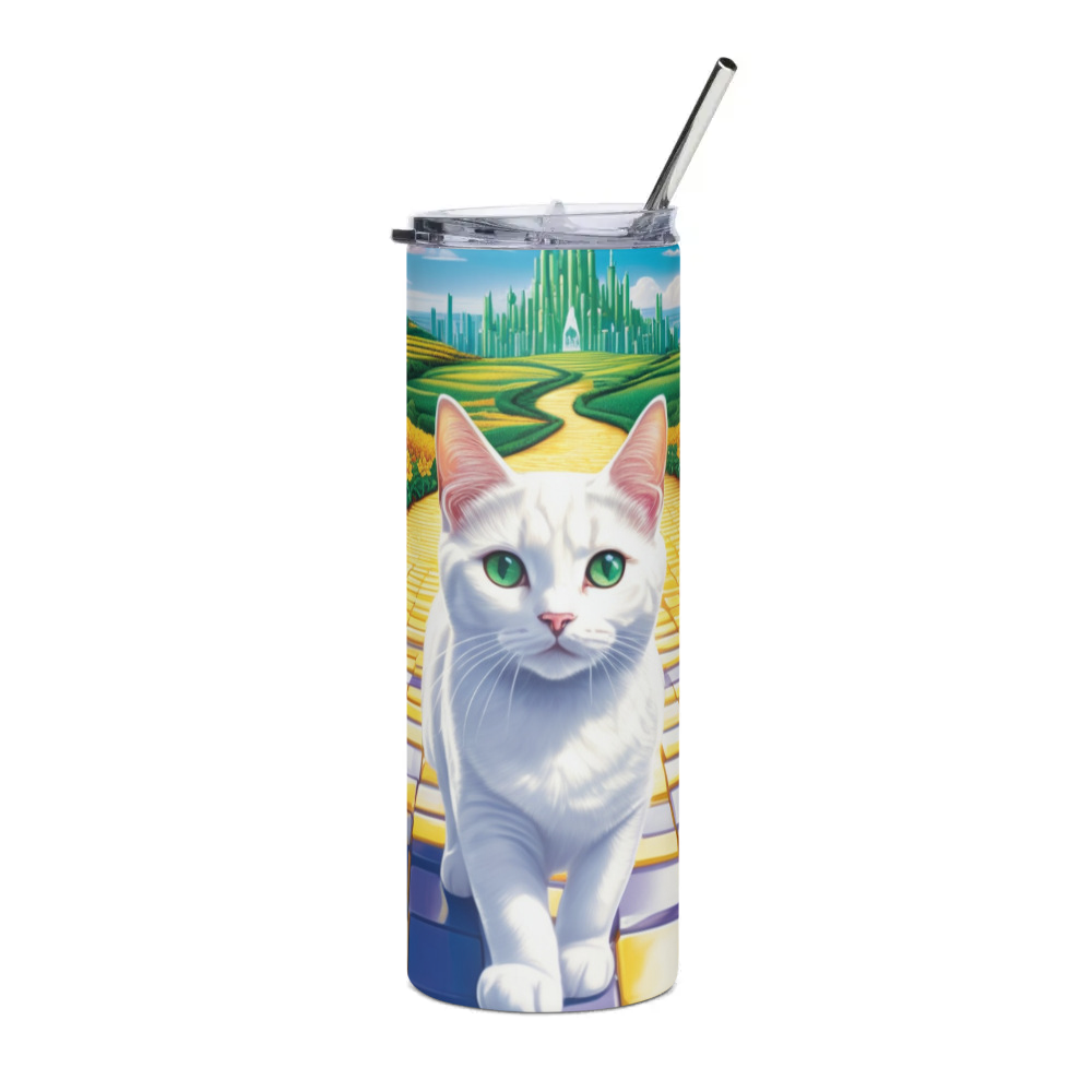 PugMug Custom White Companion Cat Stainless Steel Tumbler