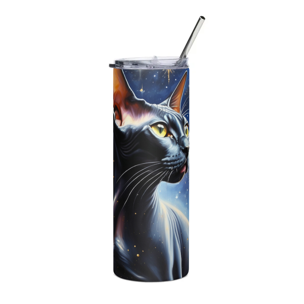PugMug Custom Black Sphynx Cat Stainless Steel Tumbler