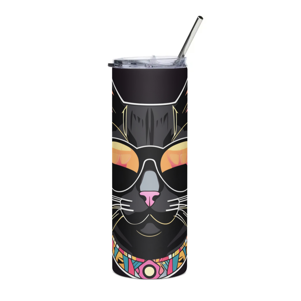 PugMug Custom Black Exotic Cat Stainless Steel Tumbler