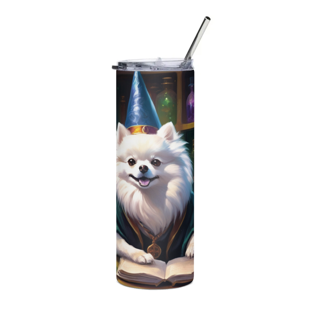 PugMug Custom White Pomeranian Stainless Steel Tumbler