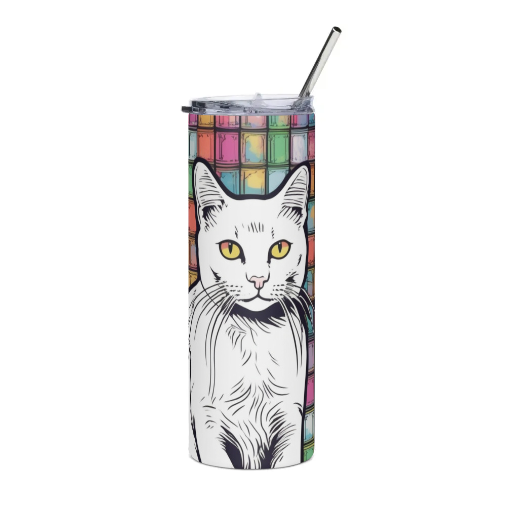PugMug Custom White Companion Cat Stainless Steel Tumbler