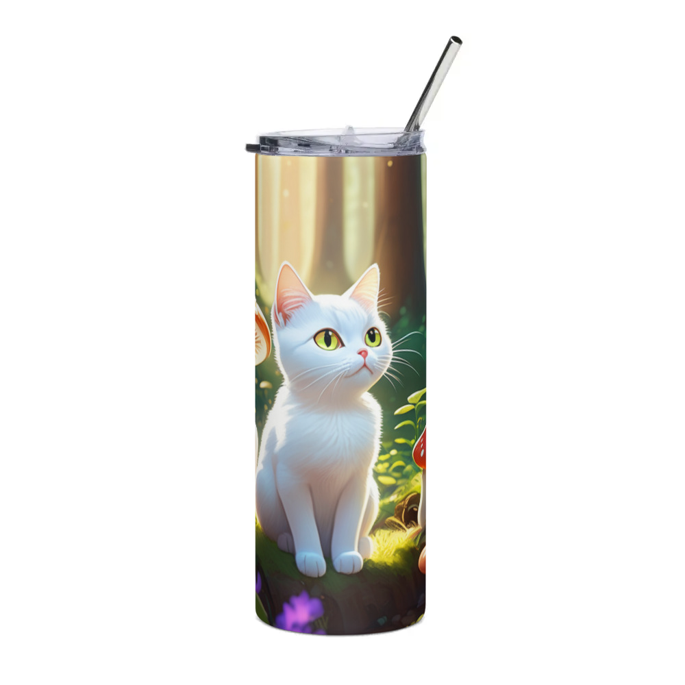 PugMug Custom White Companion Cat Stainless Steel Tumbler