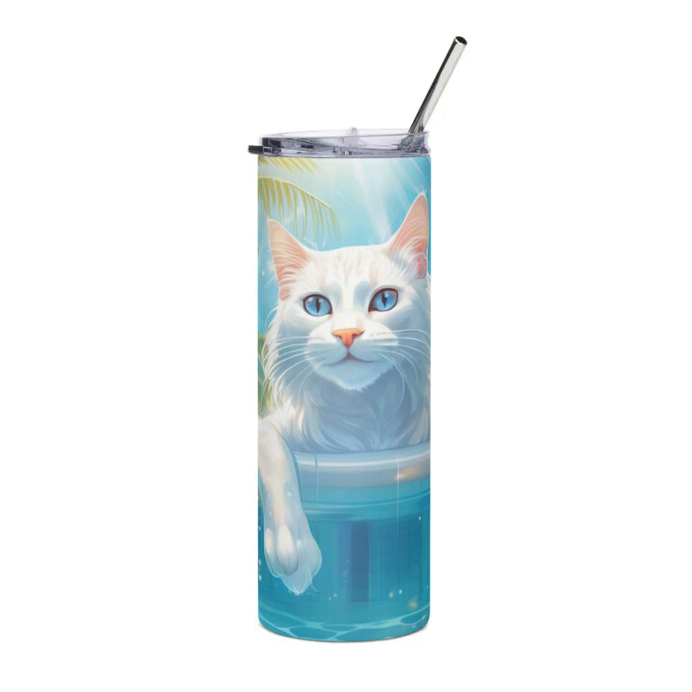 PugMug Custom White Exotic Cat Stainless Steel Tumbler