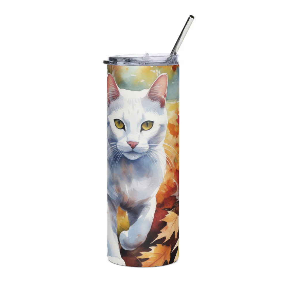 PugMug Custom White Exotic Cat Stainless Steel Tumbler