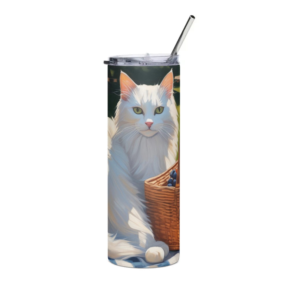 PugMug Custom White Companion Cat Stainless Steel Tumbler