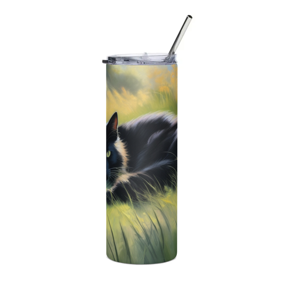 PugMug Custom Black Companion Cat Stainless Steel Tumbler
