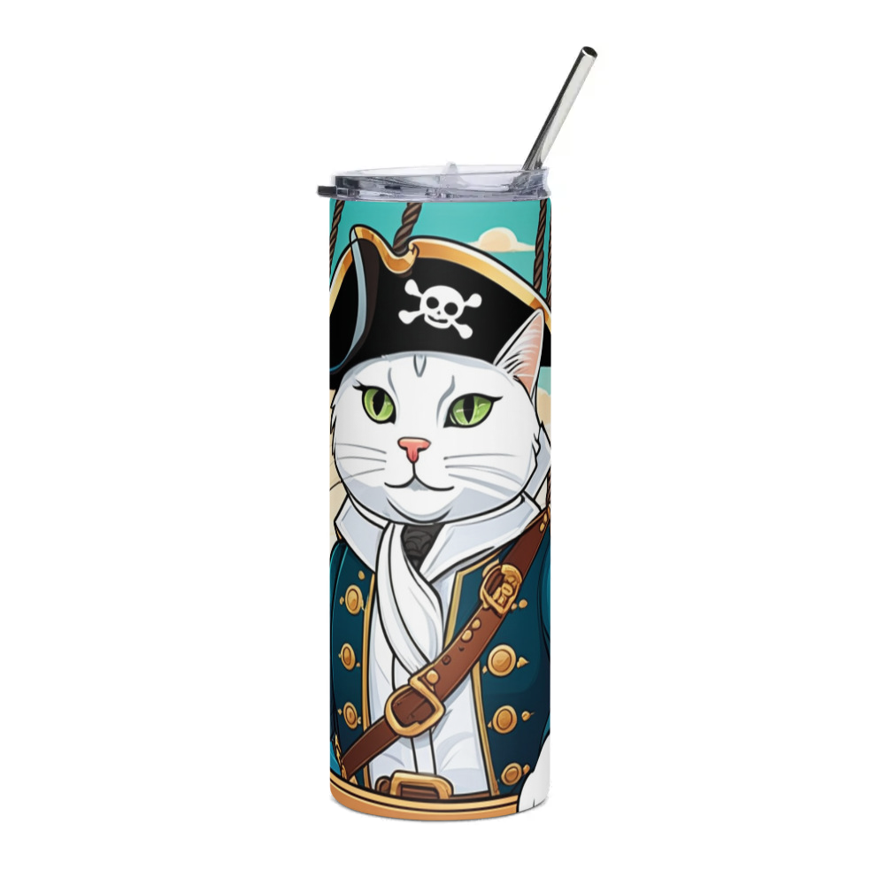 PugMug Custom White Companion Cat Stainless Steel Tumbler