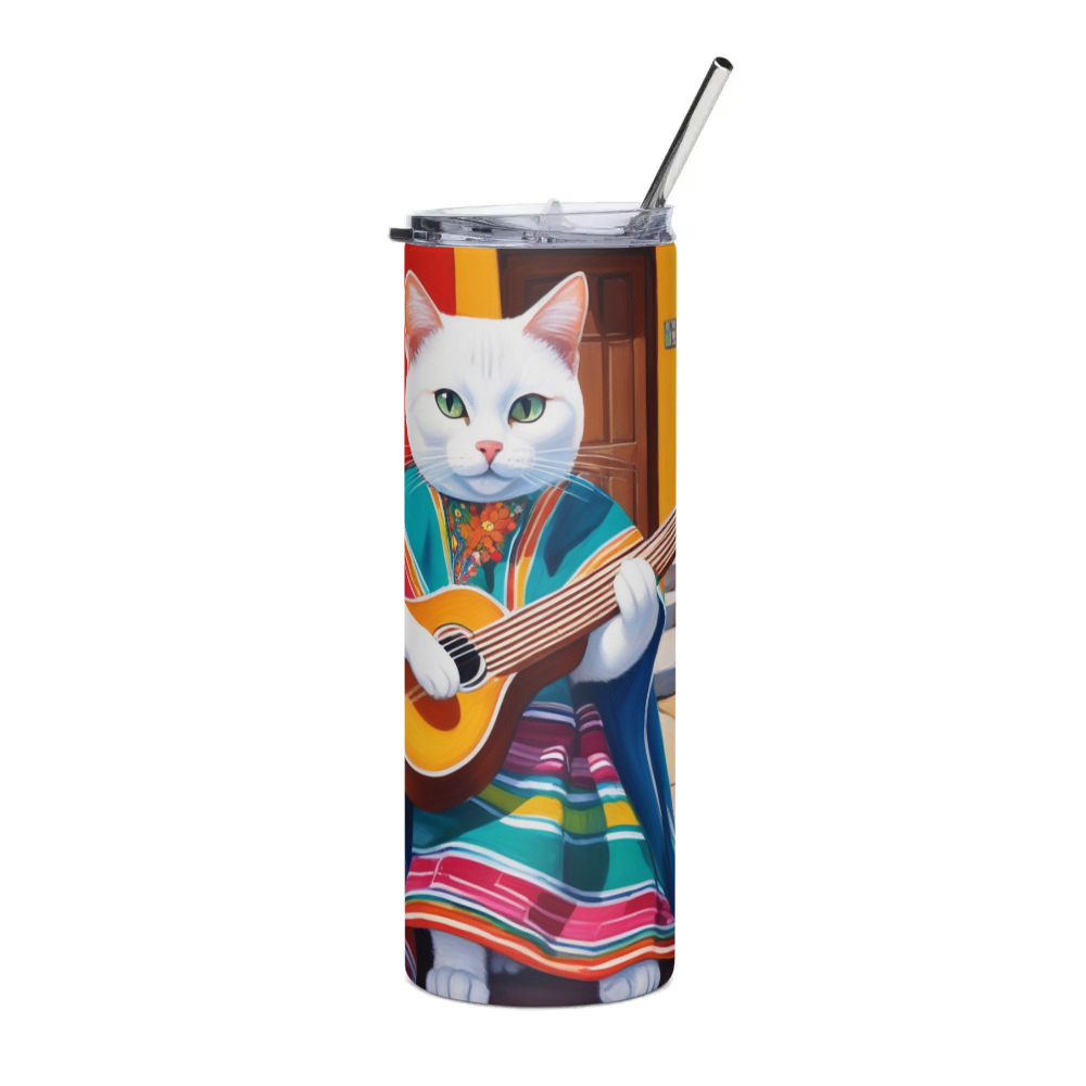 PugMug Custom White Companion Cat Stainless Steel Tumbler