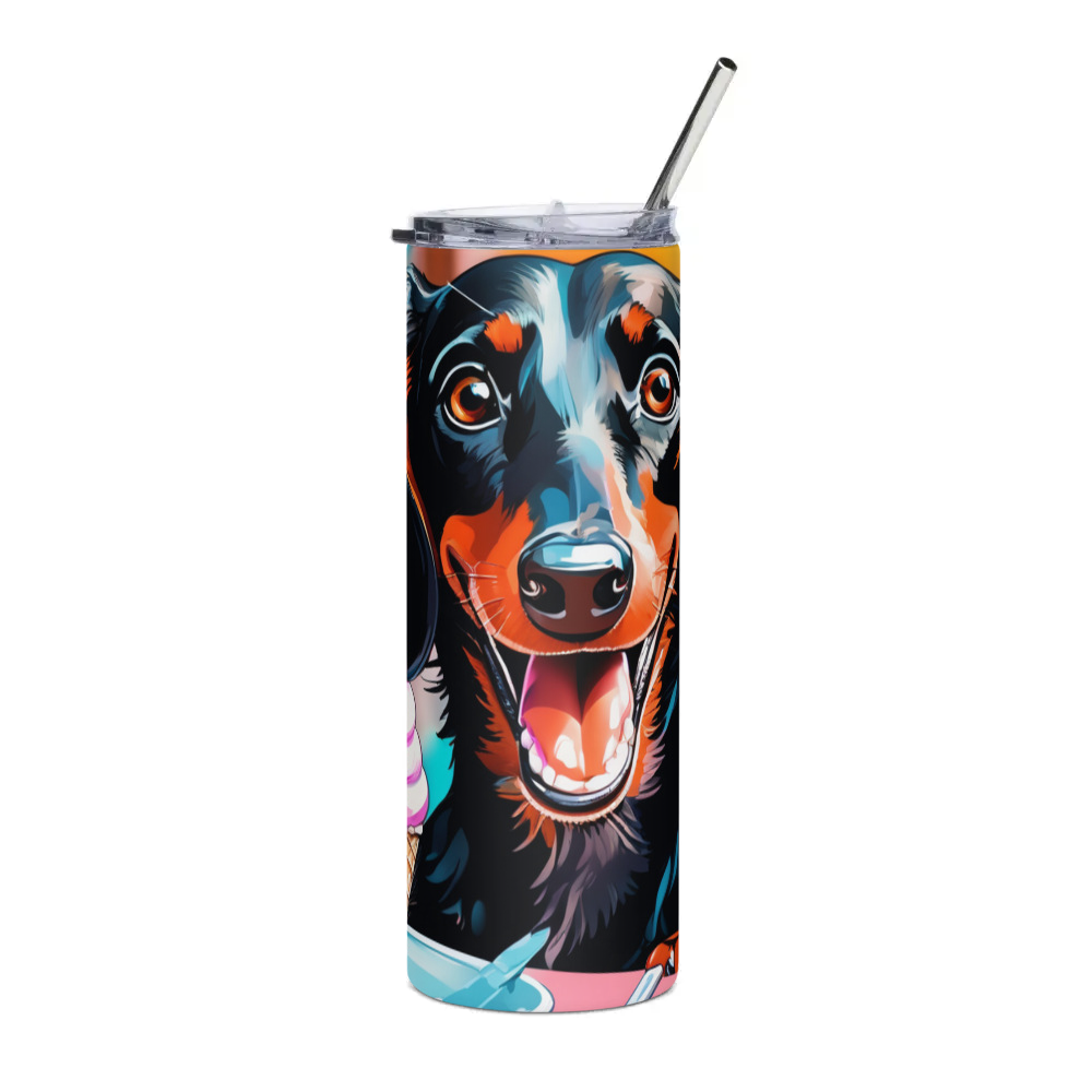 PugMug Custom Black Dachshund Stainless Steel Tumbler