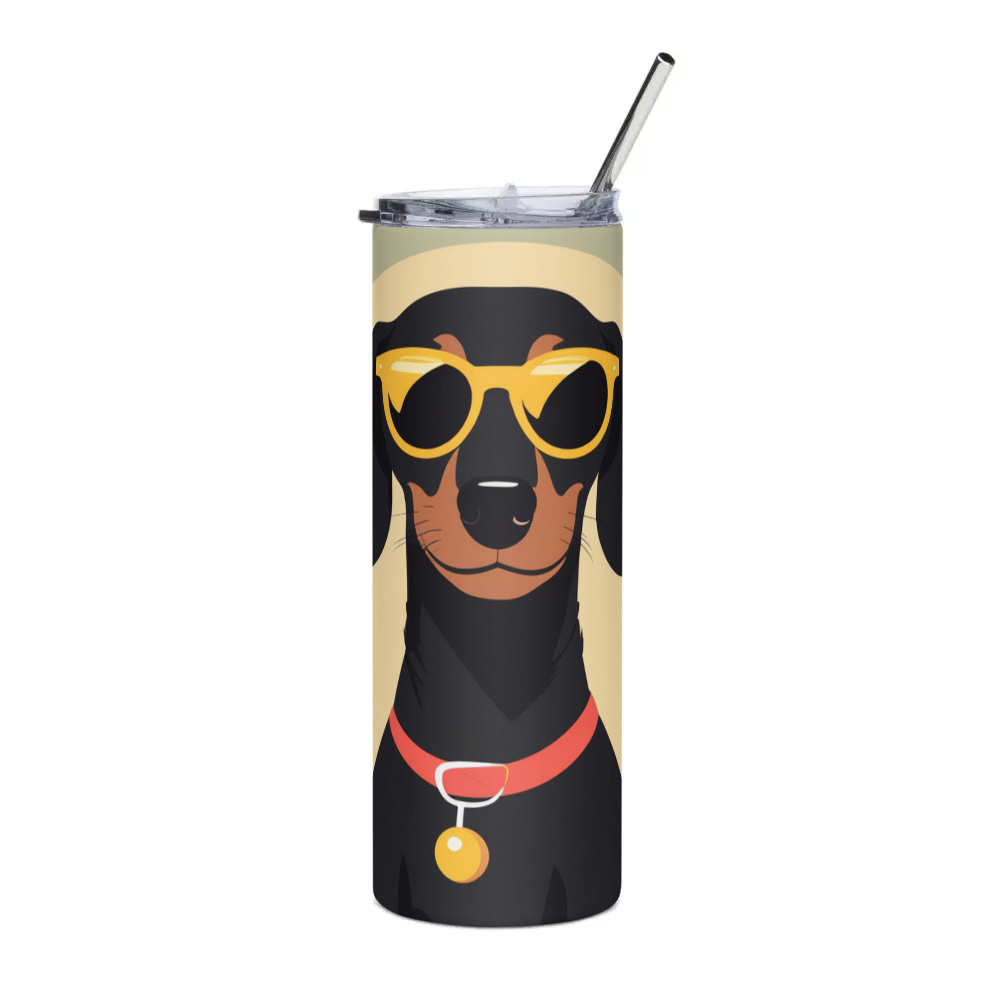 PugMug Custom Black Dachshund Stainless Steel Tumbler