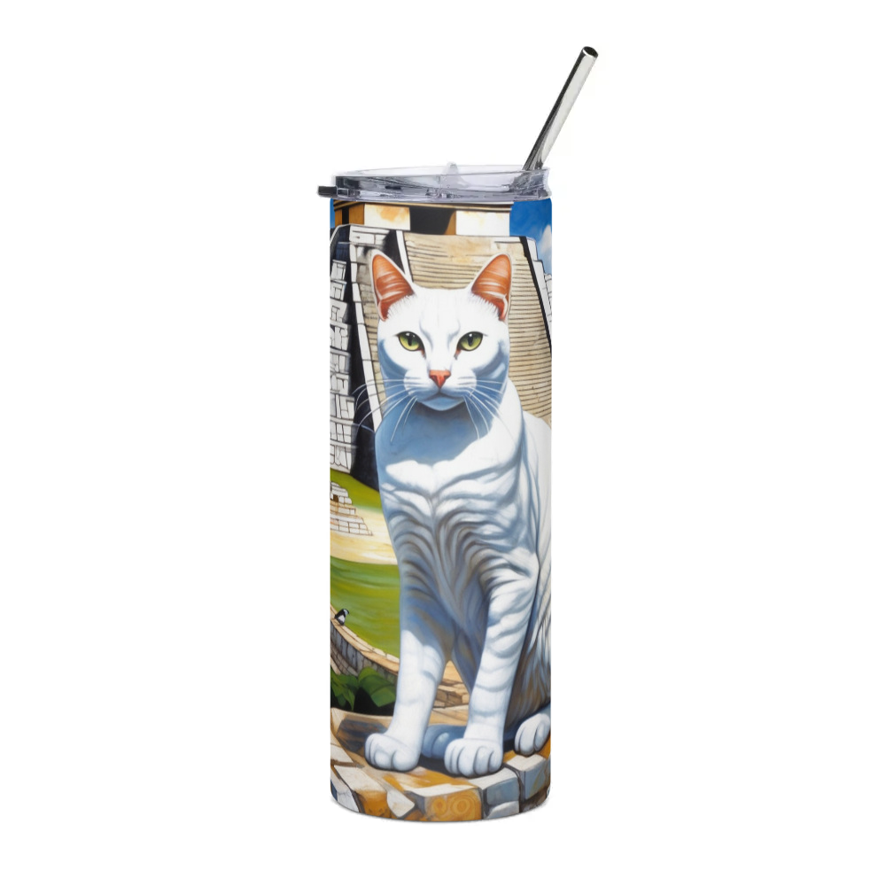 PugMug Custom White Companion Cat Stainless Steel Tumbler