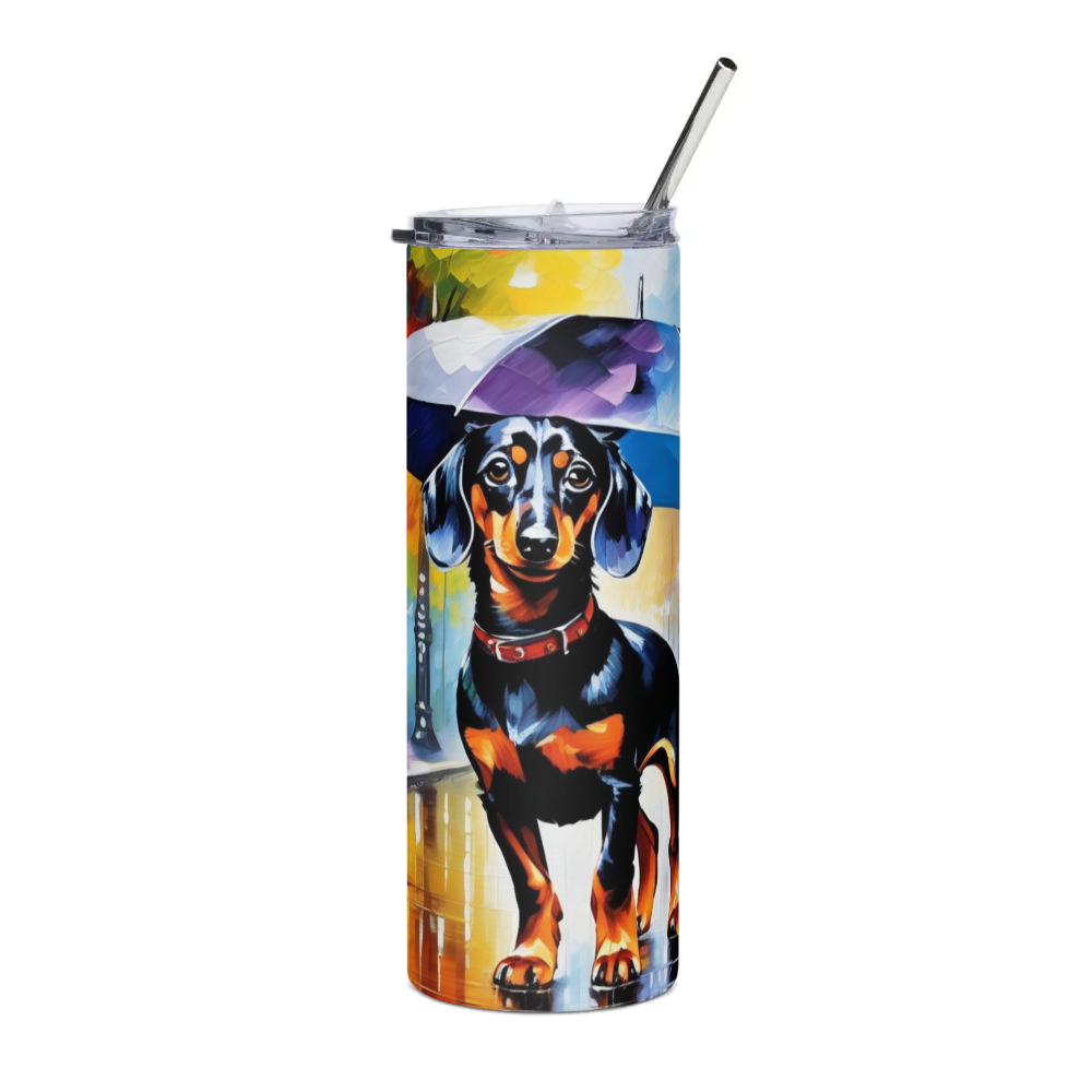 PugMug Custom Black Dachshund Stainless Steel Tumbler
