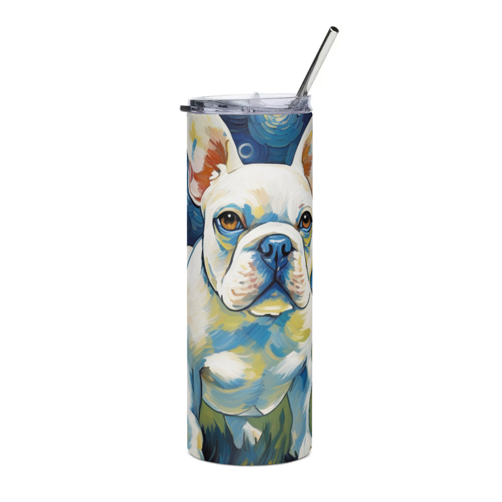 PugMug Custom White French Bulldog Stainless Steel Tumbler